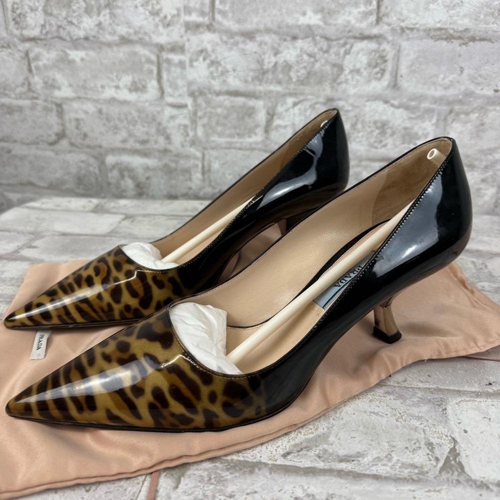 PRADA‎ Patent Leather Ombre Leopard Print Kitten Heel Women’s Size 36 US Sz 6 - Picture 8 of 12